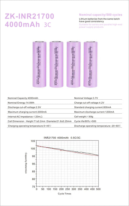 21700 4000mah Lithium Battery